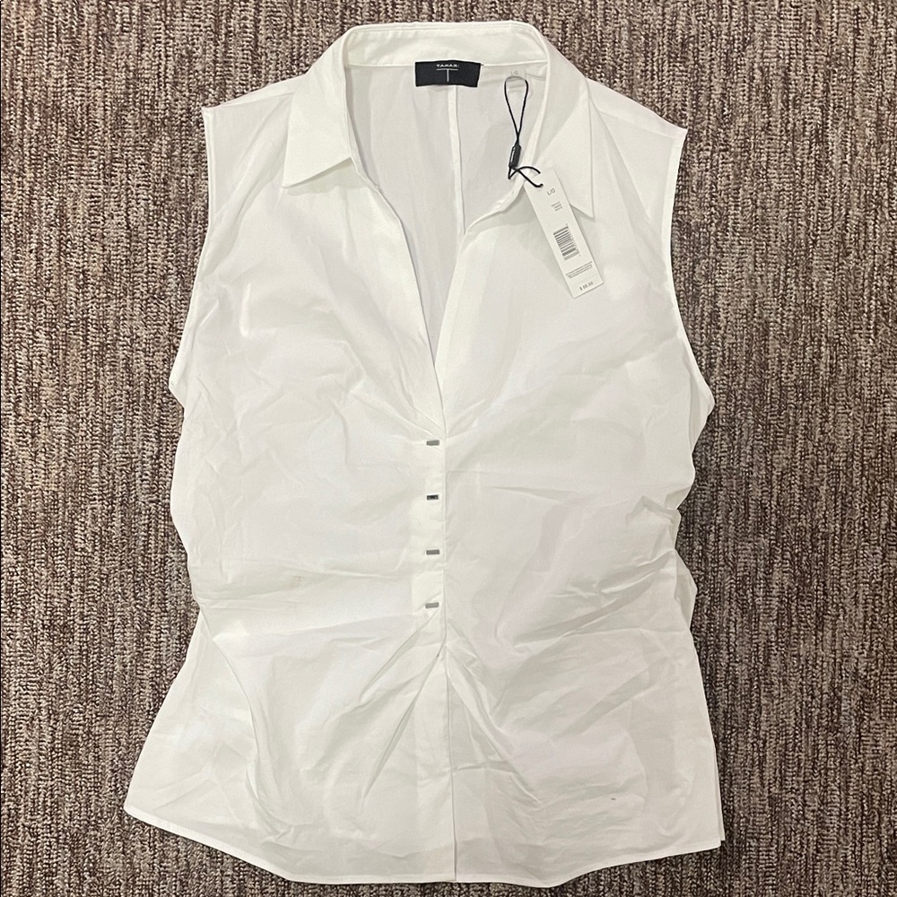 Tahari White Sleeveless Women's Top